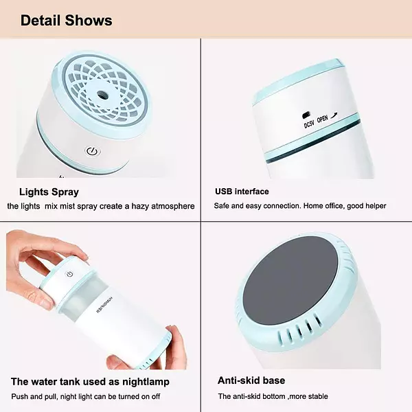 salud y belleza - Mini Humidificador De Aire Usb Difusor Con Luz 5
