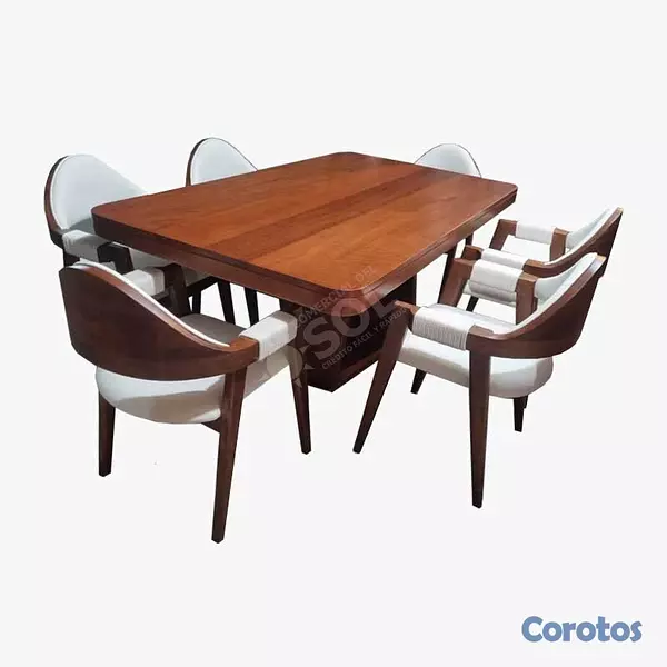 muebles y colchones - Juego de Comedor Presidencial de 6 Sillas Crema