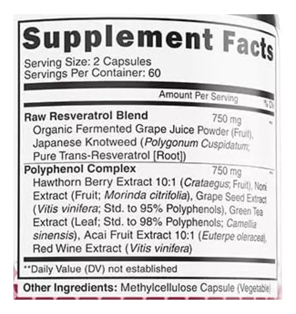 Salud y Equipamiento Médico - Resveratrol 750mg - 120 Capsulas 2