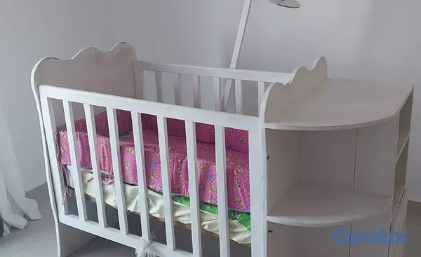 muebles - Cuna de bebé con cambiador y almacenamiento + colc 4