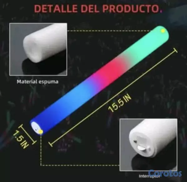 hobby y coleccion - palo espuma led fiesta hora loca 6
