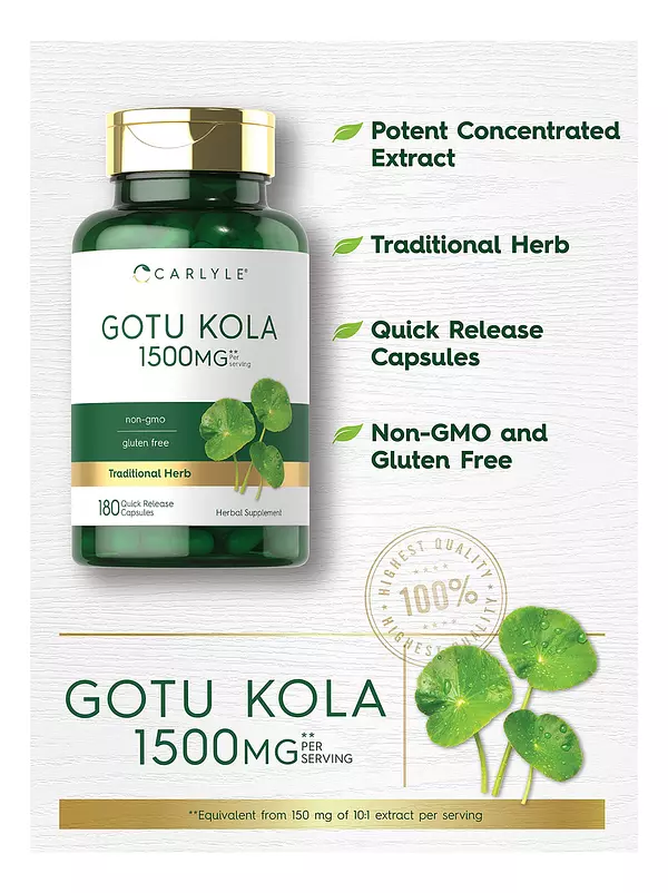 Salud y Equipamiento Médico - Gotu Kola 1500 Mg Extracto De Hierbas Premium 180 Capsulas 2