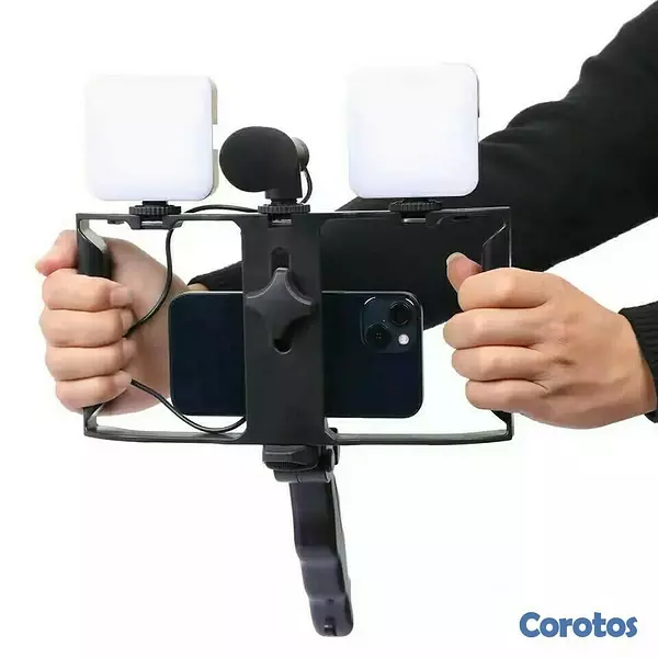 equipos profesionales - Vloging Kit para grabar videos deportes actividades clases tripode doble lampara 6