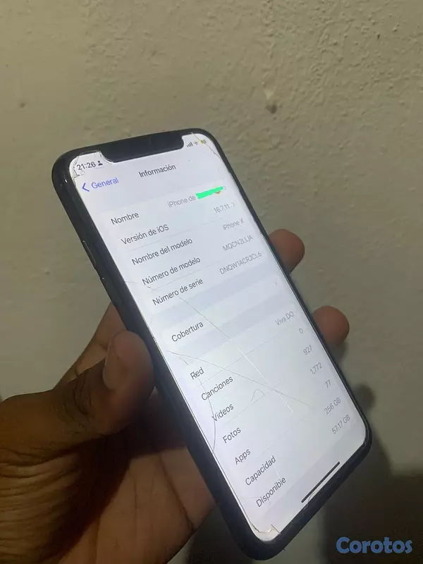 celulares y tabletas - IPhone “X” 📲
GB: 256  5