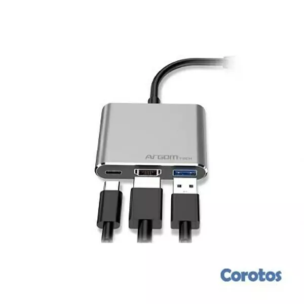 computadoras y laptops - HUB USB ARGOM TYPE C , 3 EN 1, USB TYPE-C, 1X HDMI 4K, 1X USB 3.0, PLATEADO. 2