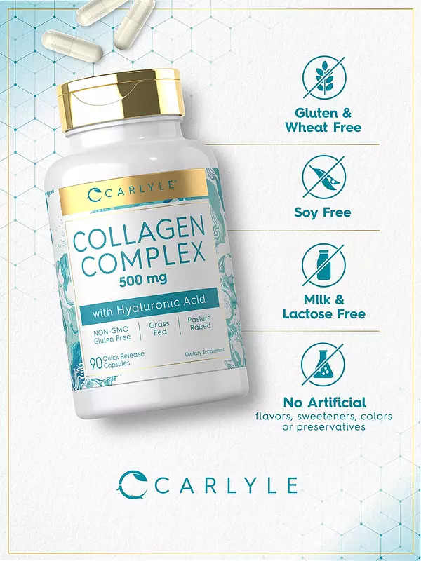 Salud y Equipamiento Médico - Carlyle Pastillas De Colageno Con Acido Hialuronico 500mg | 4
