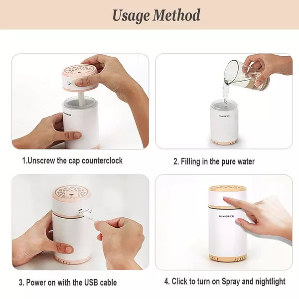 salud y belleza - Mini Humidificador De Aire Usb Difusor Con Luz 4