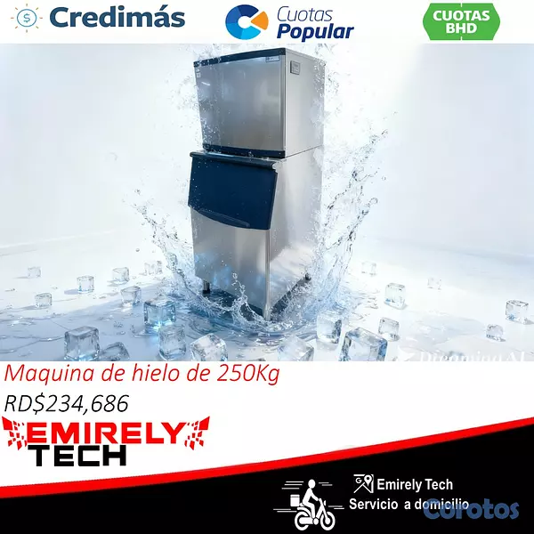 equipos profesionales - Dispensadora generadora de hielo de 250Kg al dia 1