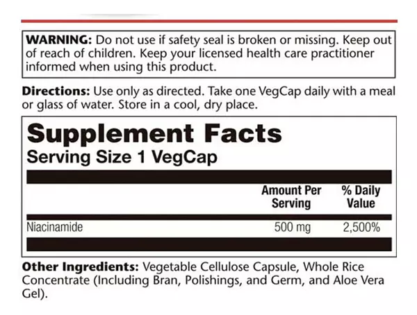 Salud y Equipamiento Médico - Niacinamida 500 Mg 100 Veg Capsulas 2