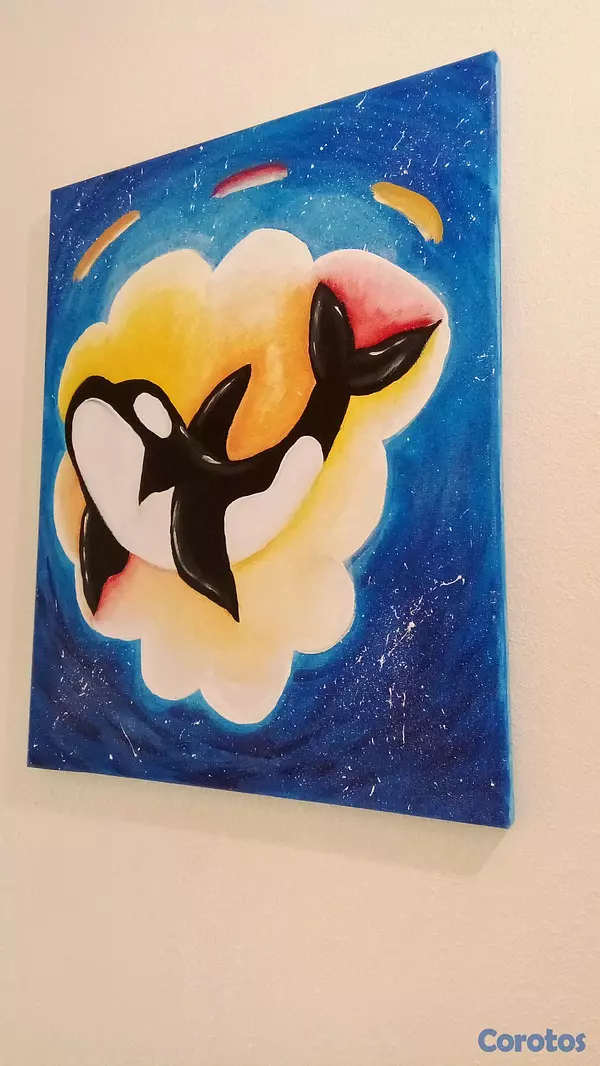 arte y antigüedades - Cuadro infantil de Orca hecho a mano 🧑‍🎨 2