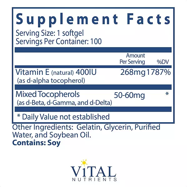 Salud y Equipamiento Médico - Vitamin E 100cap Vital Nutrient 2