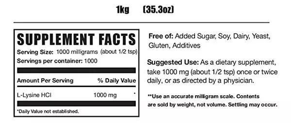 Salud y Equipamiento Médico - L-lisina 1kg - Bulksupplements - Kg - Kg A $245900 2
