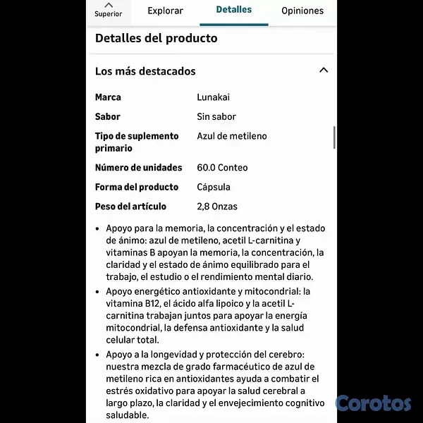 Salud y Equipamiento Médico - Azul Metileno en Capsulas 7