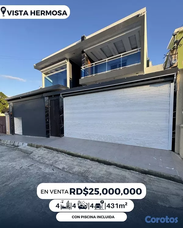 casas - venta de casa con 431mts y piscina en Amapola Santo Domingo este  7