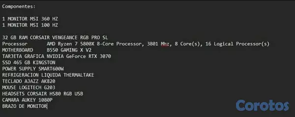 computadoras y laptops - PC Gaming High-End: Ryzen 7 5800X + RTX 3070 + Mon 2