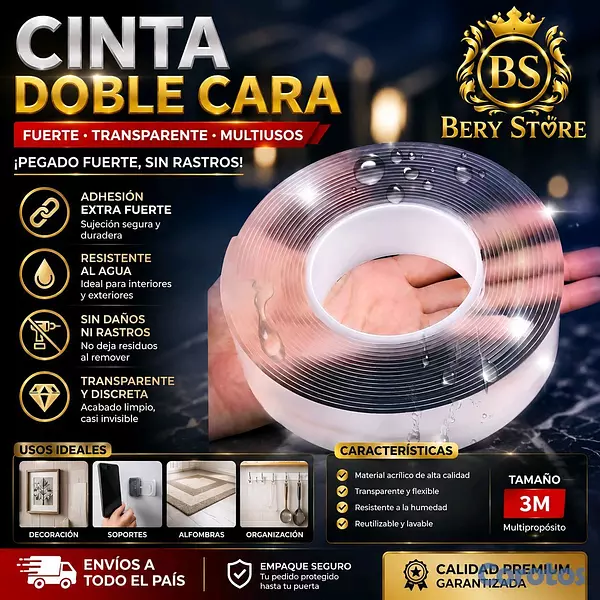 decoración y accesorios - CINTA DOBLE CARA TRANSPARENTE ADHESIVA PREMIUM | CINTA ADHESIVA DOBLE CARA | 7