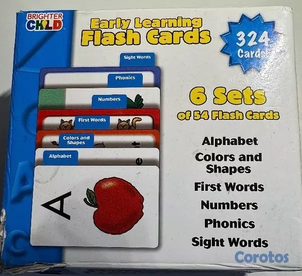 juguetes - tarjetas de aprendizaje, 324 tarjetas 56c/u. 10