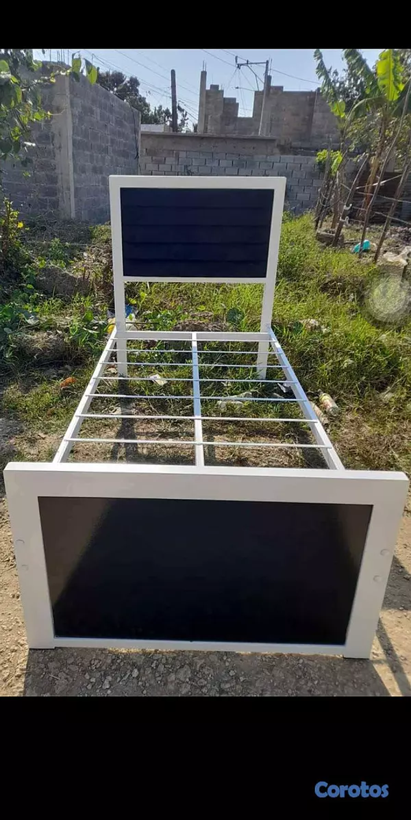 muebles y colchones - base en metal tapizada 5