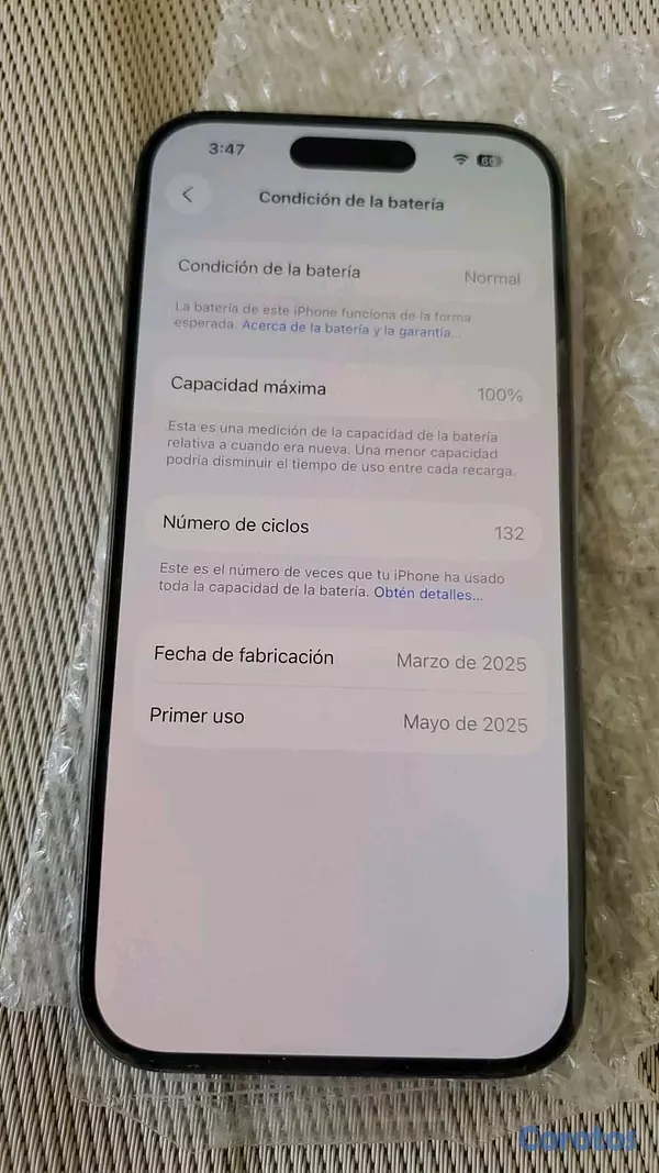 celulares y tabletas - IPhone 15t Pro 256 GB 100% 🔋 nuevo con los plásticos recién Importado Factory  8