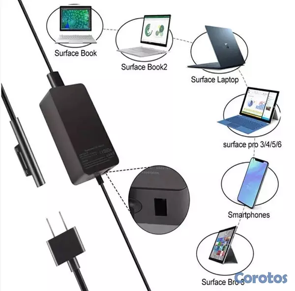 computadoras y laptops - cargador  65W Adapter Compatible for Microsoft Surface Pro 9/8/X/7/6/5/4/3 2
