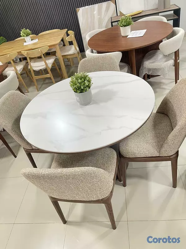 muebles y colchones - JUEGO DE COMEDOR 4 SILLAS CREMA  1