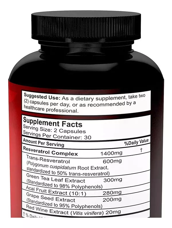 Salud y Equipamiento Médico - Resveratrol 60 cap Divine Bounty -  Unidad 2