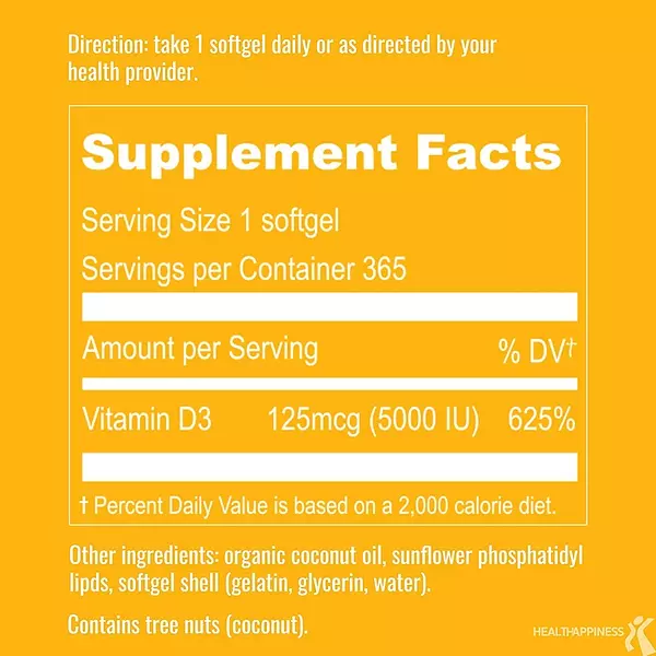 Salud y Equipamiento Médico - Vitamina D3 5000 Iu Upnourish 2