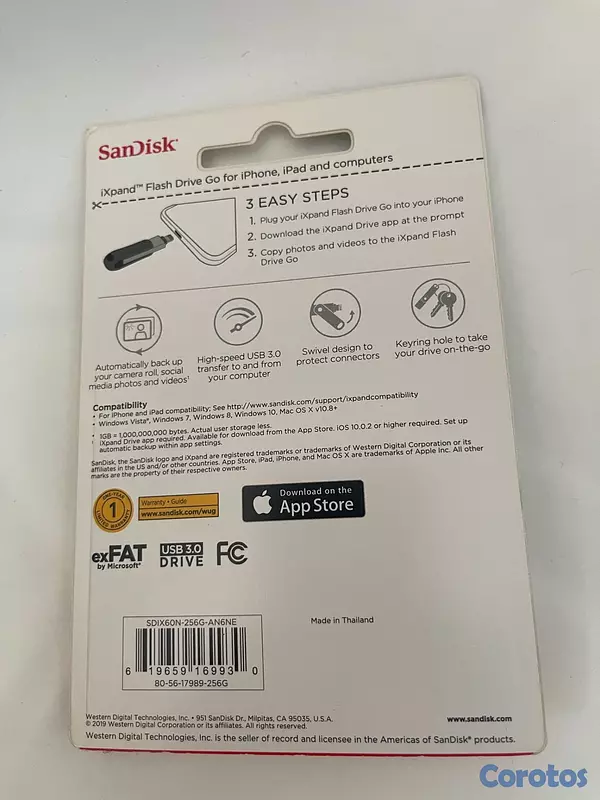 computadoras y laptops - Memoria USB para iPhone 256GB SanDisk iXpand Flash 2
