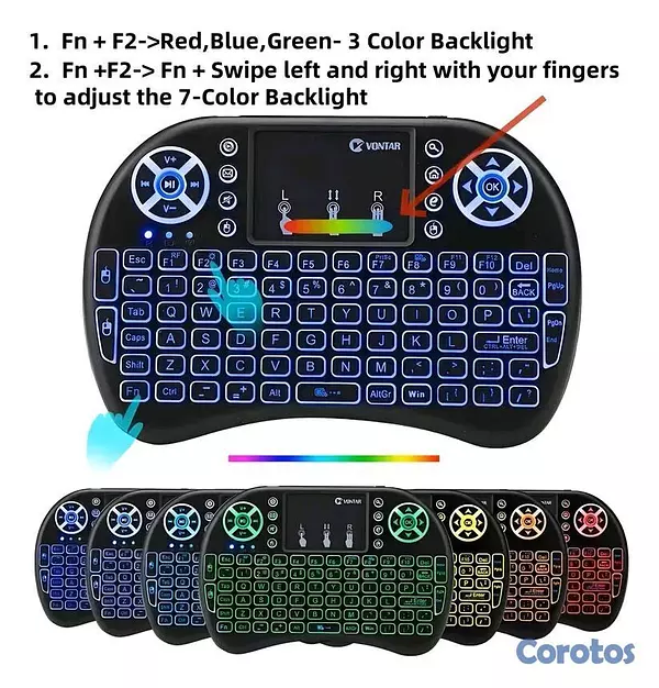 accesorios para electronica - Mini Teclado Inalámbrico Con Touchpad LED 3