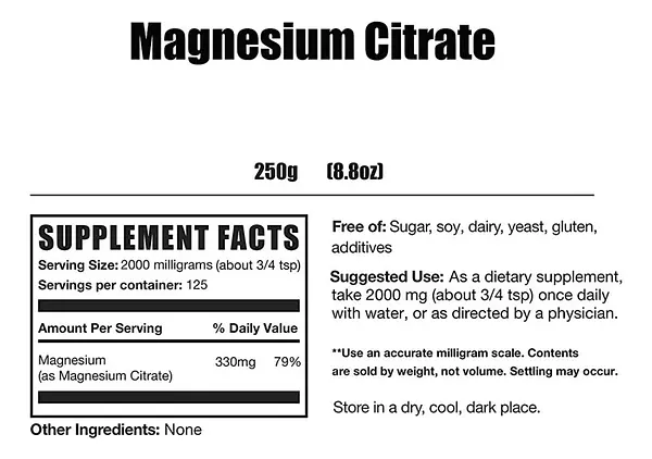Salud y Equipamiento Médico - Citrato De Magnesio 250g Bulksu 2