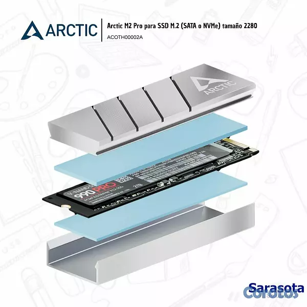 accesorios para electronica - Arctic Disipador térmico M2 Pro 2280 Silver 2