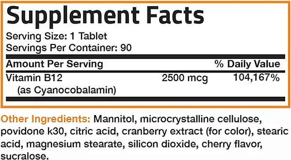 Salud y Equipamiento Médico - Vitamina B12 2500 Mcg Bronson 2