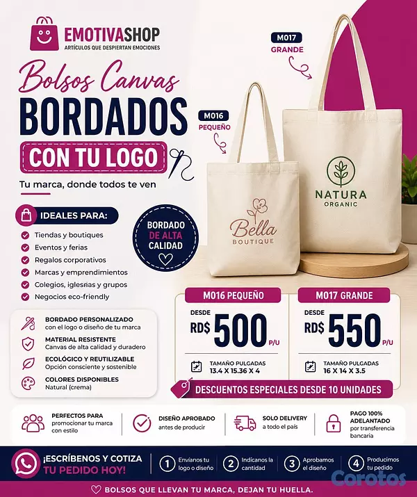 carteras y maletas - Bolsos canvas personalizados con logo bordado