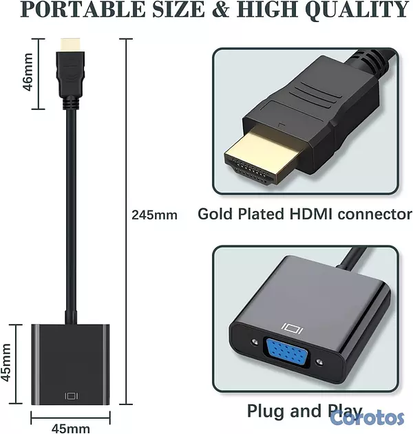 computadoras y laptops - Adaptador HDMI a VGA + Cable VGA incluido (¡Soluci 7