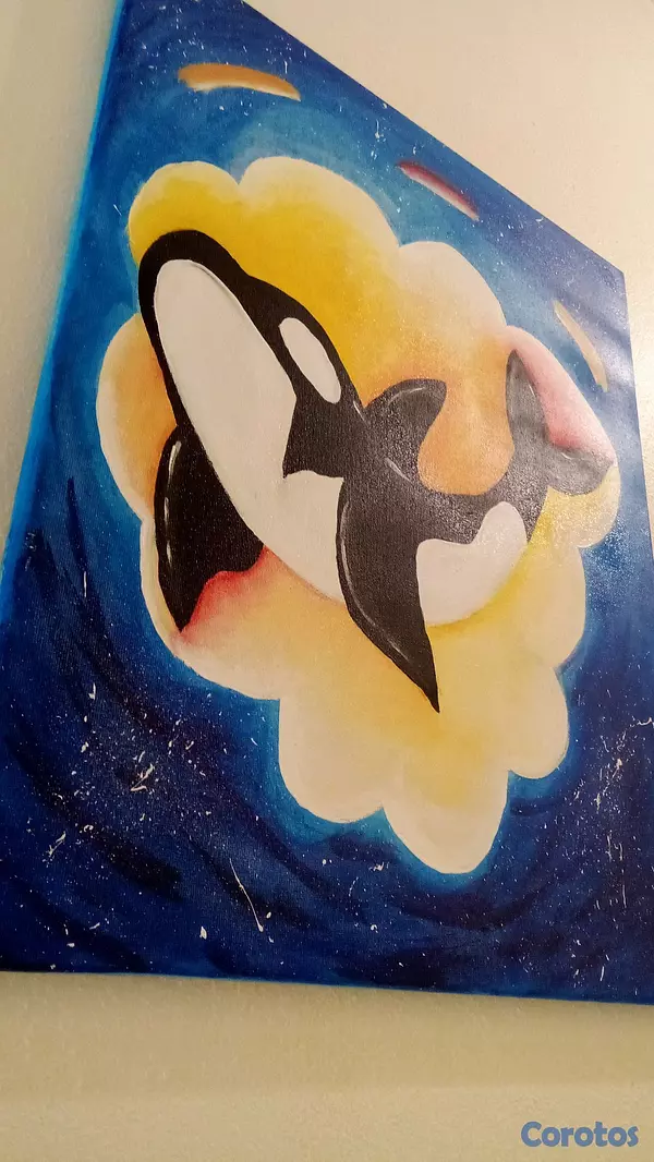 arte y antigüedades - Cuadro infantil de Orca hecho a mano 🧑‍🎨 3