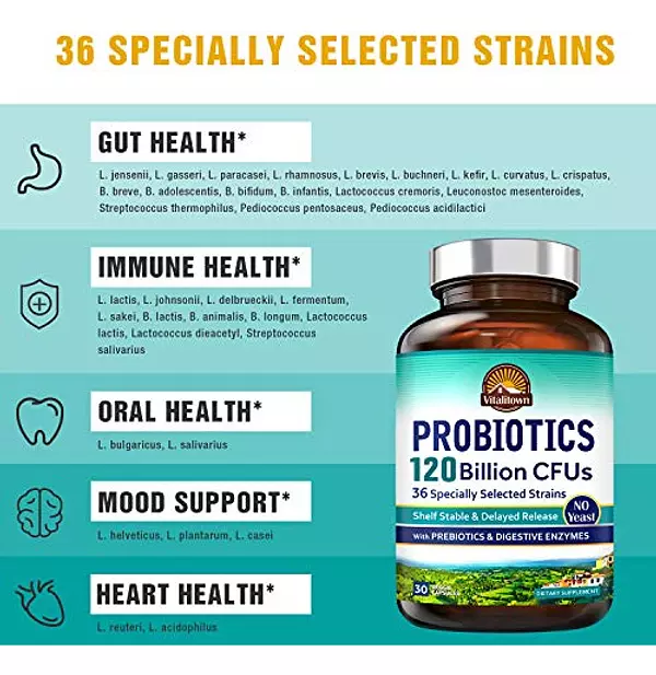 Salud y Equipamiento Médico - Probioticos Enzimas Digestivas 36 Cepas 120 Billones 30 Cap 3
