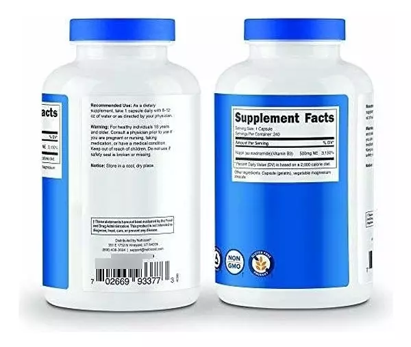 Salud y Equipamiento Médico - Nutricost Niacinamida (vitamina B3) 500 Mg, 240 Cápsulas - 5