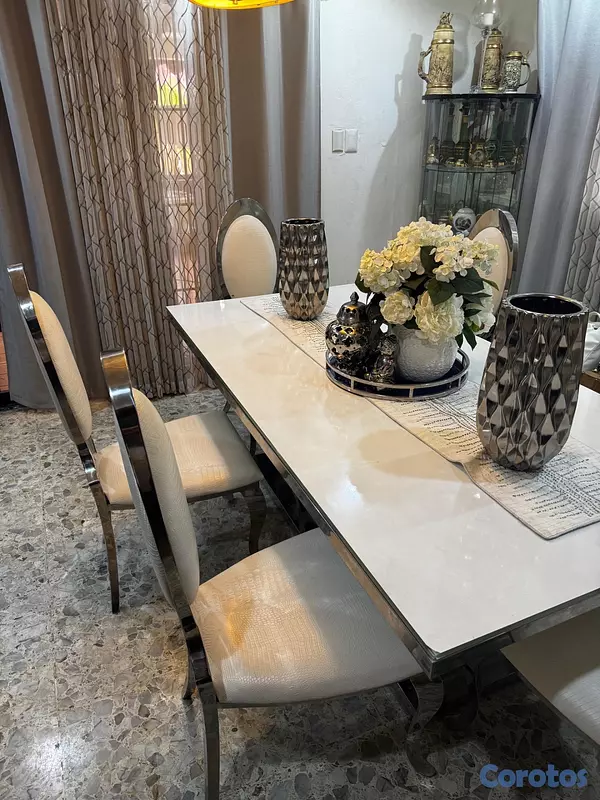 muebles y colchones - Comedor moderno de 6 sillas con cristal reversible 3