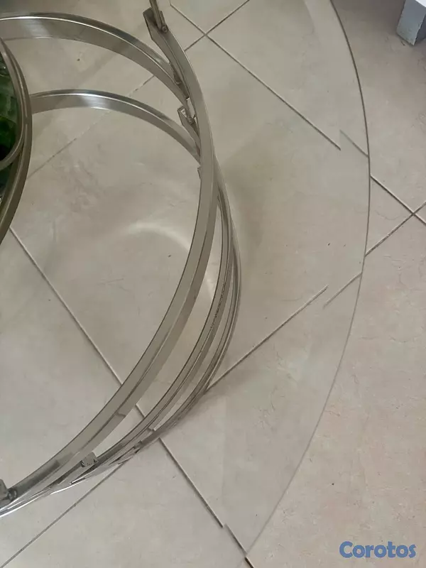 decoración y accesorios - Hermosa mesa de centro de sala de acero inoxidable .Con cristal  5