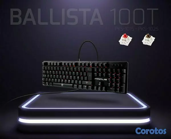 computadoras y laptops - TECLADO PRIMUS GAMING, USB, CON ILUMINACION ROJA (PKS-101S)