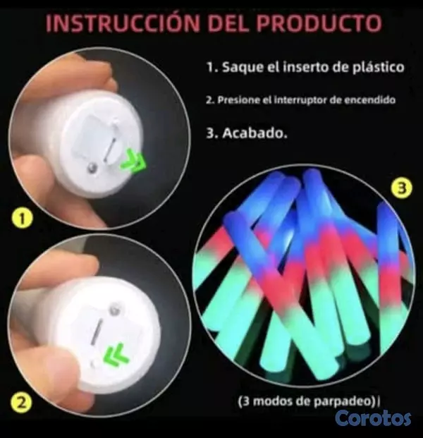 hobby y coleccion - palo espuma led fiesta hora loca 9