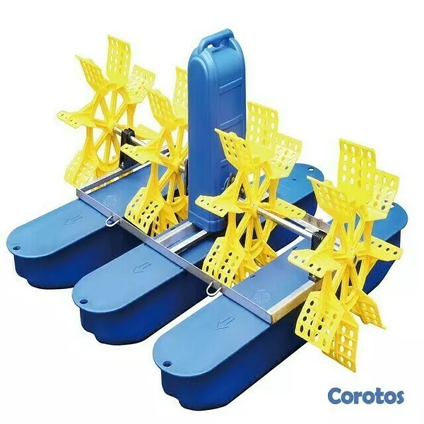 equipos profesionales - Bomba aireador flotante Rueda Splash blower de estanques de peces piscicultura 4