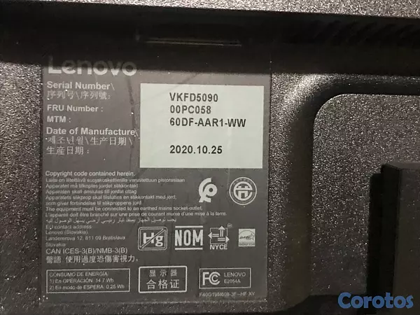 computadoras y laptops - Monitor Lenovo ThinkVision 20 5
