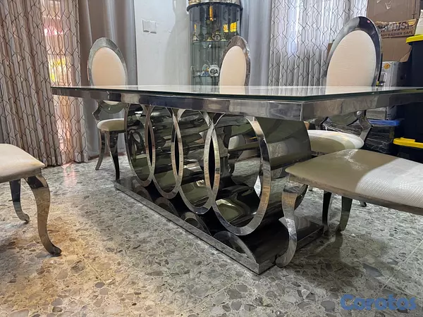 muebles y colchones - Comedor moderno de 6 sillas con cristal reversible 5