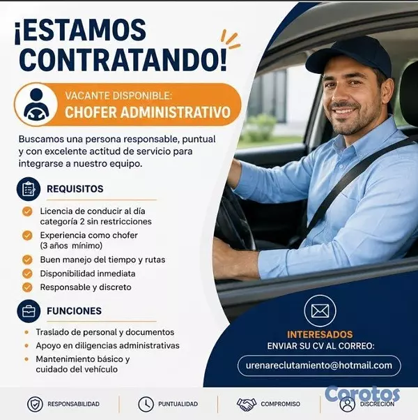 empleos disponibles - Chofer Administrativo
