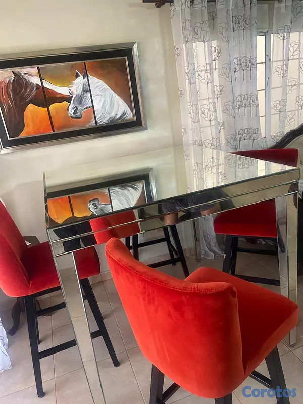 muebles y colchones - Comedor moderno tipo bar con acabado espejo y sill 5