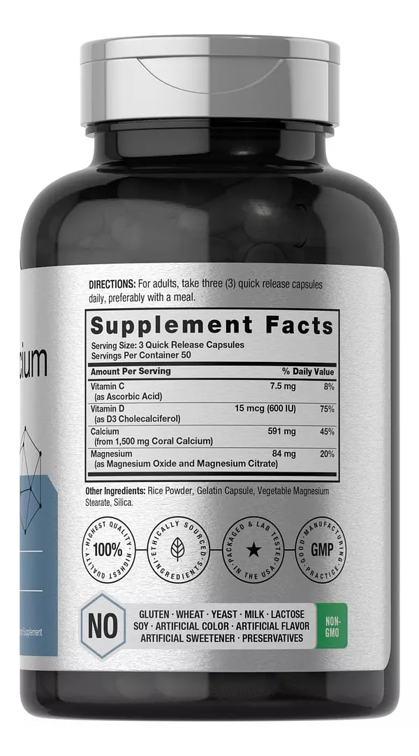 Salud y Equipamiento Médico - Coral Calcio + Magnesio 1500mg 150cap Horbaach 2