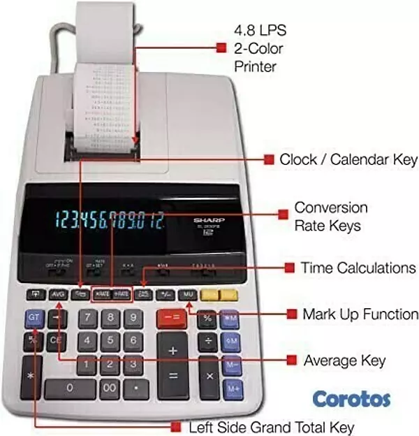 impresoras y scanners - CALCULADORA SHARP EL 2630 PIII, PANTALLA 12 DIGITOS,PAPEL,SUMADORA 2