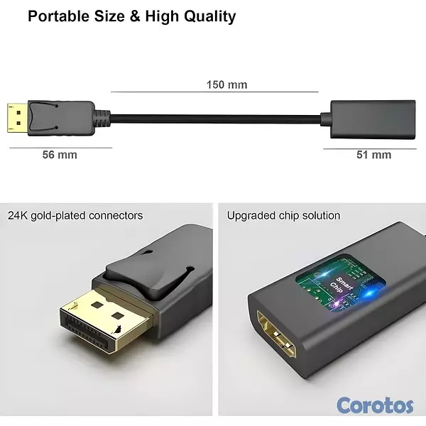accesorios para electronica - Adaptador DisplayPort a HDMI Macho a Hembra Audio  3