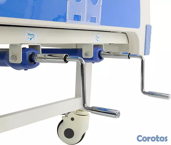 Salud y Equipamiento Médico - Cama ajustable manual con ruedas y barandas – Entr 9